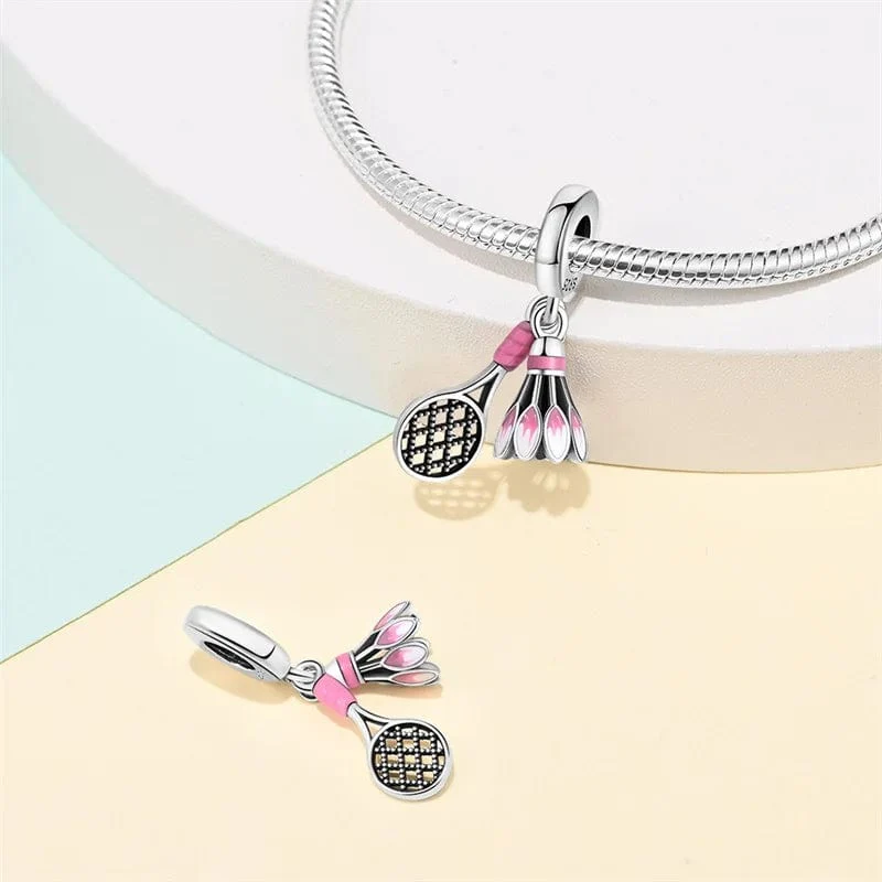 Badminton Racket & Birdie Dangle Charm - Image 3