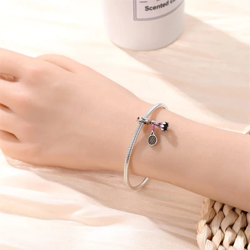 Badminton Racket & Birdie Dangle Charm - Image 4