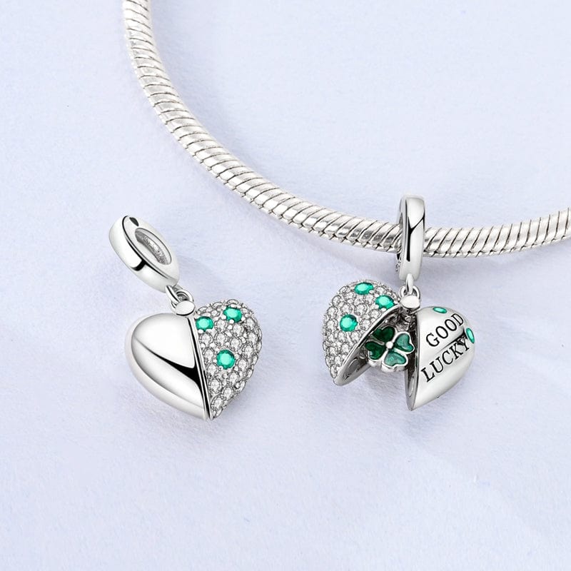 Good Luck Four-Leaf Clover Heart Charm - Image 3