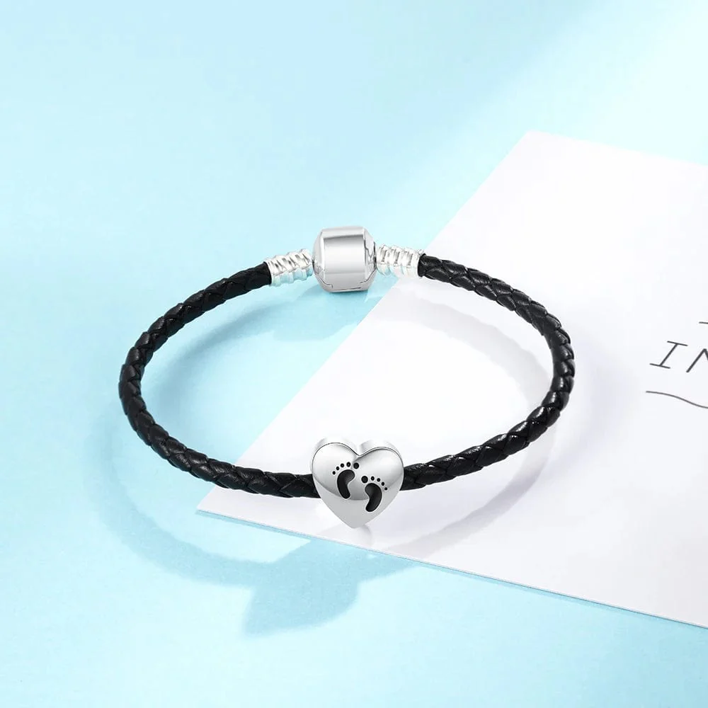 Personalized Baby Footprint Heart Photo Charm - Image 4