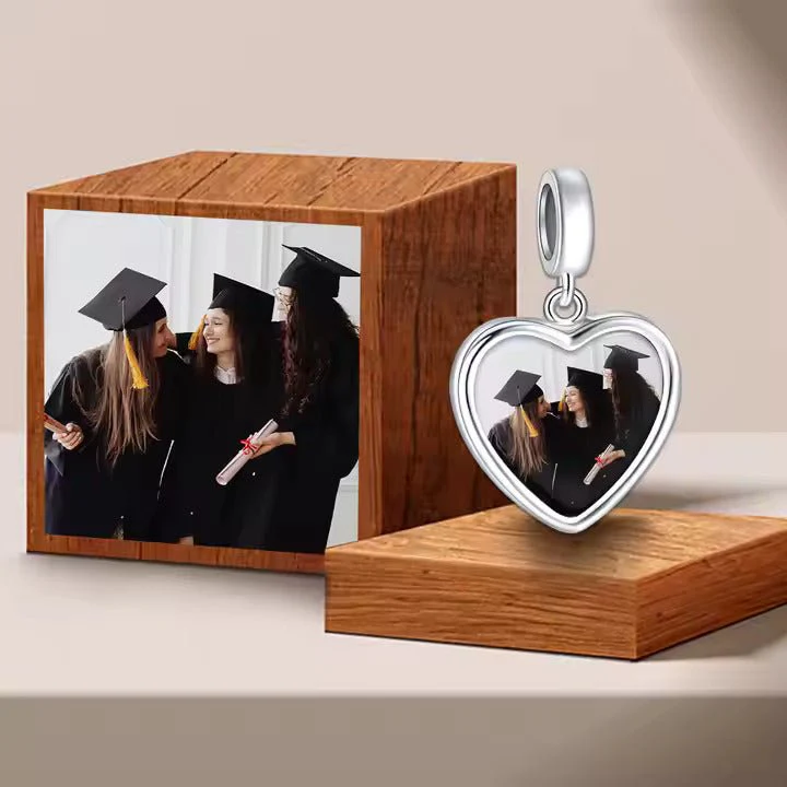 Personalized Double Heart Photo Charm - Image 3