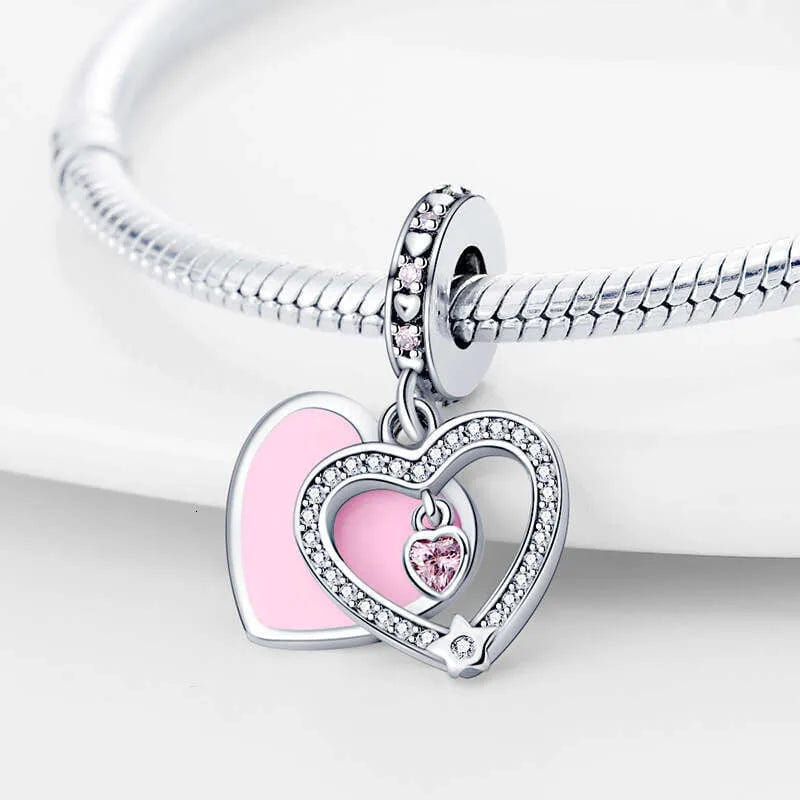 Sparkling Pink Heart Charm - Image 3